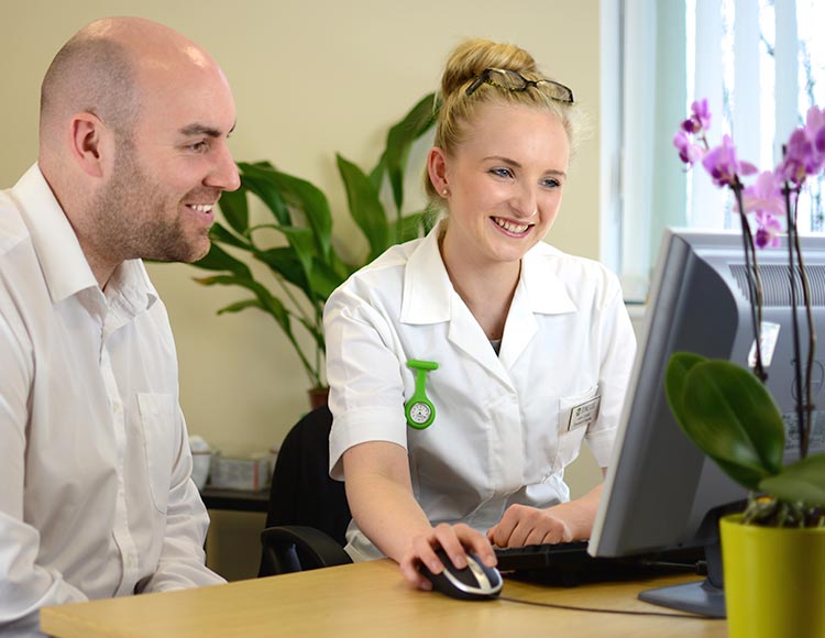 Woman helping patient